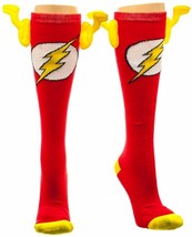 DC Comics The Flash Socks Knee High with Wings Novelty 1 Pair with Sock Ring - £7.42 GBP