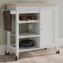 Lavish Home Kitchen Island With Towel Rack And Shelves For Storage –, White - $181.86