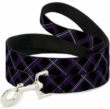 Plaid Black, Purple &amp; Gray Dog Leash by Buckle-Down - £15.98 GBP