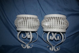 Home Interiors & Gifts White Metal Wall Planter Pair Homco Vintage  - $20.00