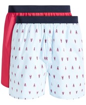 Club Room Men&#39;s 2-Pk. Lobster &amp; Solid Boxer Shorts Blue/Rasperry-XL - £13.08 GBP