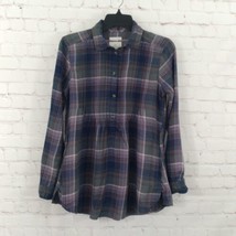 American Eagle Top Women XS Blue Plaid Tunic Flannel Jegging Fit Amm-mazing Soft - £14.33 GBP
