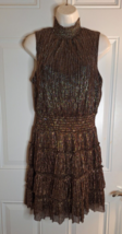 Women&#39;s 1. State Metallic Smocked Mock Neckline Tiered Skirt Dress Size Medium - £25.53 GBP