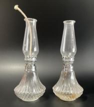 2-Lamplighter Farms 9” Cut Clear Glass Oil Lamp with Fluted Globe 60-70’s - $34.60