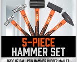Hammer Set 5-Piece 16Oz, 32Oz Ball Pein 32Oz Rubber Mallet 3Lb Sledge 3L... - £46.95 GBP