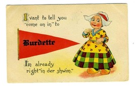 I Vant to Tell You Come On In To Burdette Kansas Postcard 1916 In Der Shwim - £9.44 GBP