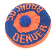 Denver Broncos Knit Cap with Bill Orange and Blue Pom Pom One Size - £7.56 GBP