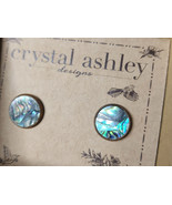 Crystal Ashley Real Paua Shell Button Stud Earings - $29.34 CAD