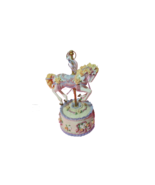 Vintage Resin Revolving Carousel Horse Music Box Playys Memories 9&quot;T See... - £20.12 GBP