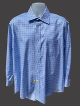 Ike Behar Mens Long Sleeve Blue Plaid Button Down Ike Eze Performance Shirt Xl - £38.55 GBP