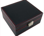 Carbon Fiber Pattern BOX BLACK WITH RED STITCHING  6 watches WATCH CASE  - $39.95