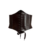 Brown Faux Leather Corset Stretch Belt Lace Up Costume Cosplay Cinch One... - $14.85