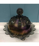 Imperial Glass Ohio Dewey purple Smoke Carnival 7” Round Covered Butter ... - $99.29 CAD