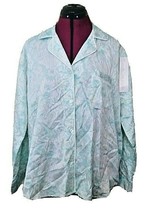 Miss Elaine Pajama Shirt Top Blue Paisley Women Size Large Side Split - $21.78