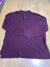 Vintage Polo Ralph Lauren Polo Shirt Large Burgundy Y2K Long Sleeve Coll... - $23.24