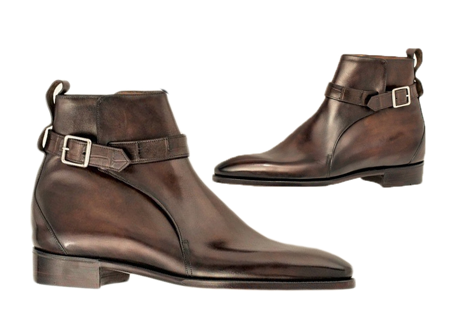 Handmade Jodhpurs Leather Formal Boot, Ankle High Brown Men's Buckle Dress Boot - $169.97 - $179.97