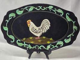 Vintage MIDNIGHT ROOSTER By Jay 18&quot; x 11&quot; Decorative Chicken Platter Pla... - $32.06