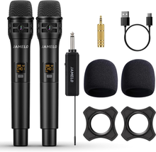 Wireless Microphone, UHF Dual Cordless Professional Microphone System wi... - £47.94 GBP