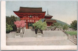 Vintage Japanese Postcard Kiyomizudera Temple Niomon Gate Kyoto Cherry Blossom - £11.36 GBP