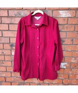 Long Sleeve Button Up Wing Tip Collar Peplum Waist Blouse Woman&#39;s Size X - $214.77 MXN