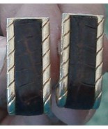 Nice Vintage Gold Tone Cuff Links, Leather Inlay, Marked W. A. R. VG COND - $372.27 MXN