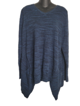 LOGO by Lori Goldstein Tunic Shirt Top Womens Large Blue Cotton Cashmere... - £19.58 GBP