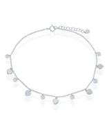 Silver Alternating Cubic Zirconia with Shiny &amp; Matte Hearts Anklet - $50.35
