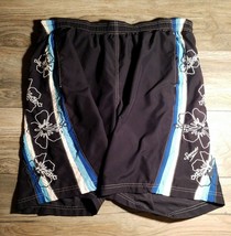 Speedo Mens Large Boardshorts Large Blue Floral Swim Trunks Waist to 42&quot; - £11.19 GBP