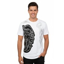 Men LAVERITA European Fashion Crew Shirt Rhine Stones Medusa 94491 White image 8