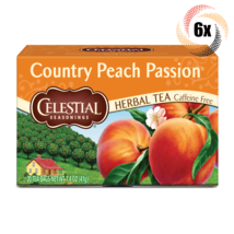 6x Boxes Celestial Country Peach Passion Herbal Tea | 20 Bags Each | 1.4oz - £27.36 GBP