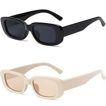 2 Pack Square Rectangle Sunglasses For Women Men Y2K Retro Trendy Vintage Glasse - £19.69 GBP