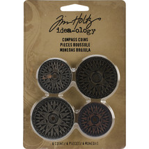 Idea Ology Metal Compass Coins 1.25 Inch and 1.5 Inch 4 Per Pkg Antique Nickel B - £10.20 GBP