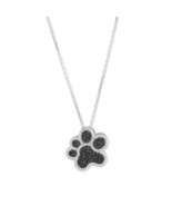 Sterling Silver Black and Clear CZ Paw Shaped Pendant Necklace - £53.08 GBP