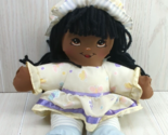 Dolly Mine plush vintage rag doll AA black hair yellow butterfly dress b... - $20.78