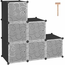 Cube Storage Organizer With Doors, 6-Cube Shelves, Closet Cabinet, Diy Plastic M - £38.48 GBP