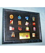 Framed Vintage 1996 Coca Cola Coke Atlantic Summer Olympics Pins-14 - $27.43 CAD