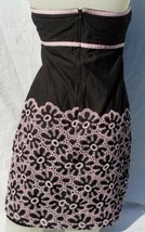 Cynthia Steffe Dress Sz S Strapless Mini Empire Waist Black Pink Eyelet ... - £14.67 GBP