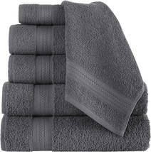 6 Piece Bathroom Cotton Towel Set -2 Washcloth 2 Hand Towel 2 Bath Towel - Gray - £35.29 GBP