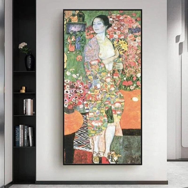 Hand Painted Gustav Klimt Japanese dancer Oil Paintings Wall Art Canvas Decorati