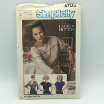 Simplicity 6703 Size 12, 14, 16 Uncut Misses Easy-To-Sew Tops Pattern Lauren Hut - £6.29 GBP