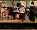 Vtg Postcard 1909 Comic &quot; A Comparison&quot; Joke - Gilded - $6.20