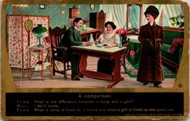 Vtg Postcard 1909 Comic &quot; A Comparison&quot; Joke - Gilded - £4.87 GBP