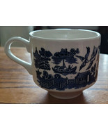 Blue And White Tea Mug Made In England Blue WIllow Decorative Oriental Bird - £7.86 GBP