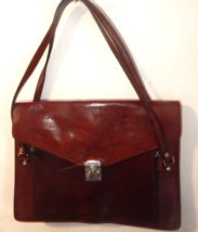 WILSON LEATHER BY PELLE STUDIO BROWN LEATHER SHOULDER PURSE BRIEFCASE LA... - $58.41