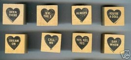 8 Conversation Hearts Rubber Stamps Valentines Sweet - £24.01 GBP