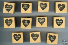 11 Conversation Hearts Rubber Stamps Valentines Sweet - £40.05 GBP