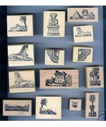 Set of 14 Egyptian Styled Victorian Motif Rubber Stamps - £77.93 GBP