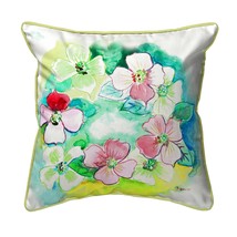 Betsy Drake Flower Wreath Large Indoor Outdoor Pillow 18x18 - $47.03