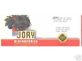 Jory Blackberry Can LABEL 1950&#39;s Oregon blackberries - £3.95 GBP