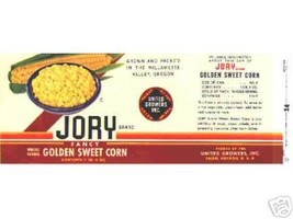 Jory CORN can LABEL 1950&#39;s Oregon UNUSED - £3.91 GBP